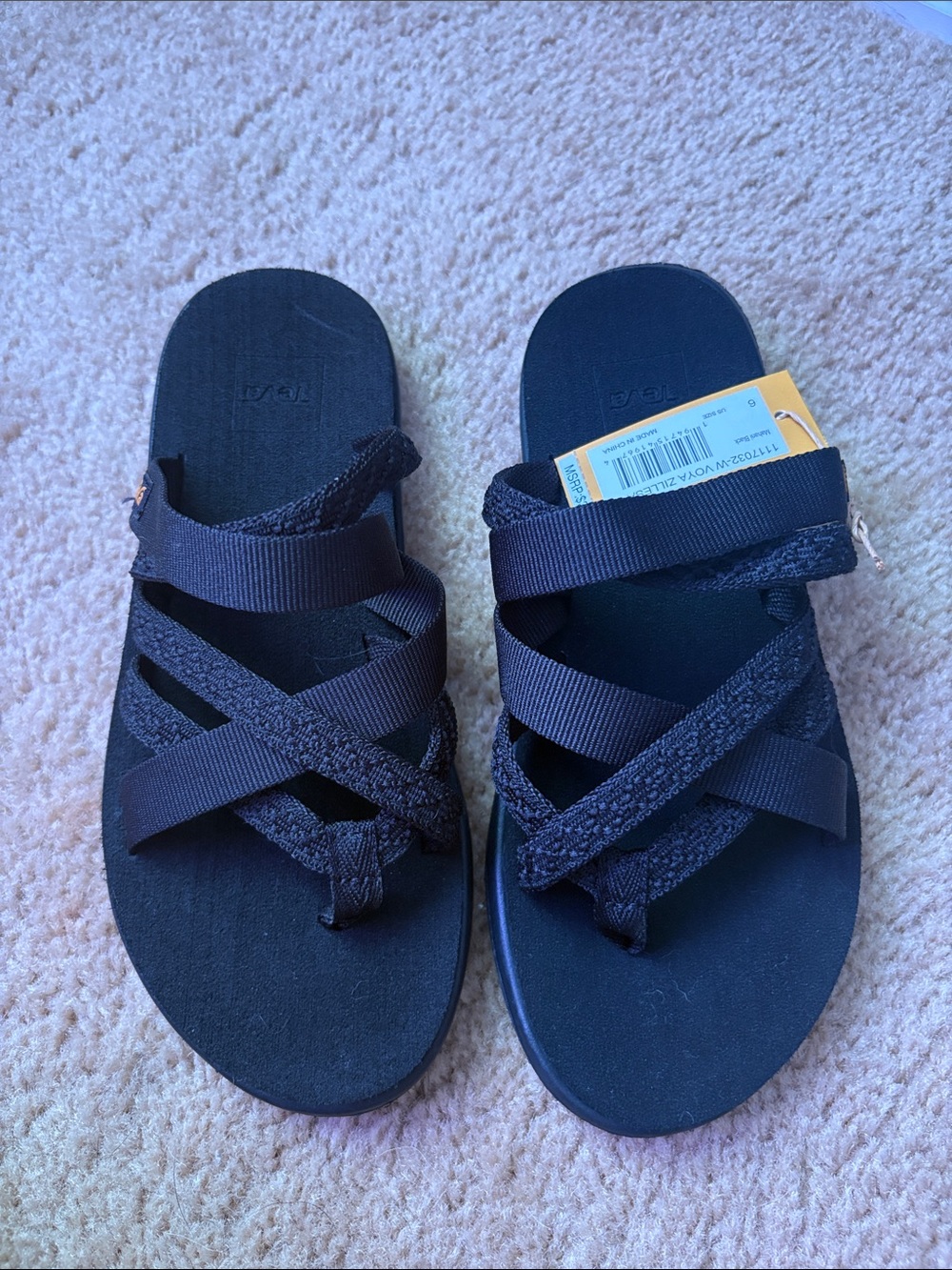 Teva Black Strappy Slide Sandals